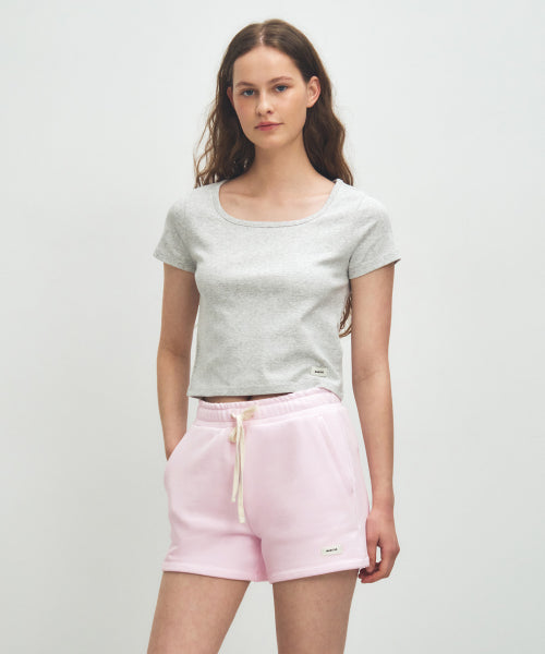 W BASIC CROP TEE - 4 COLORS GREY