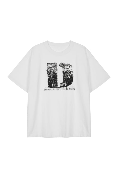 D ACCENT CRACK LOGO T SHIRTS - 3 COLORS WHITE