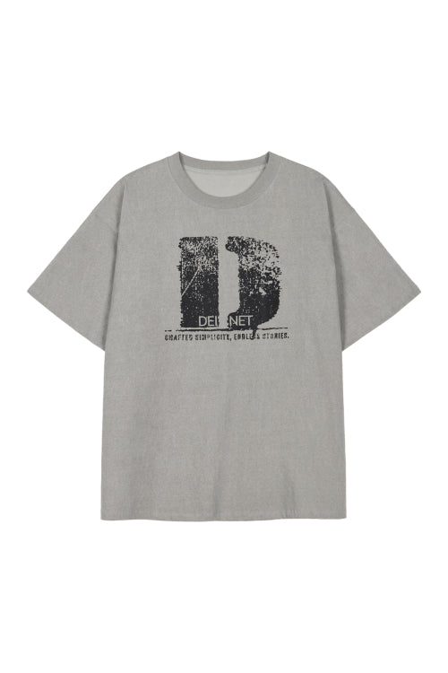 D ACCENT CRACK LOGO T SHIRTS - 3 COLORS GREY