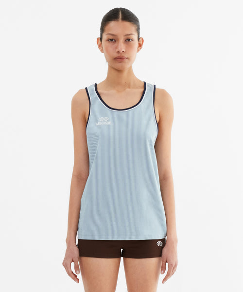 STRIPE DOUBLE BINDING SLEEVELESS - 3 COLORS BLUE