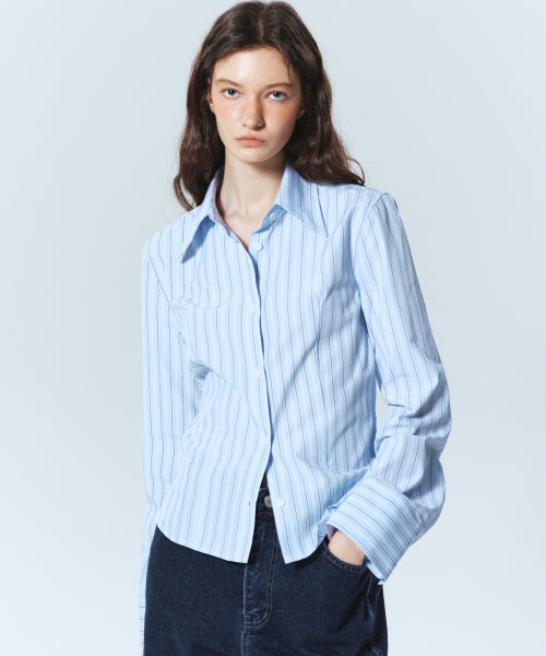 MINIMAL STRIPE LOGO SLIM SHIRT #徐睿知同款! - 2 COLORS AS SHOWN