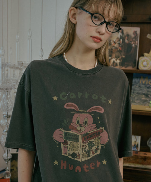 HOPPY PIGMENT SHORT SLEEVE TEE - 3 COLORS SMOKE BLACK