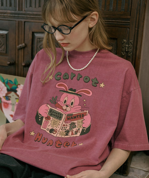 HOPPY PIGMENT SHORT SLEEVE TEE - 3 COLORS DUSTY PINK
