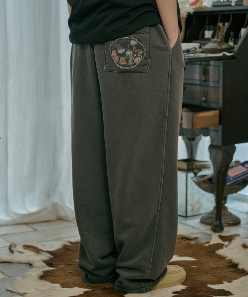 HAPPY DAY POCKET PIGMENT SWEATPANTS SMOKE BLACK