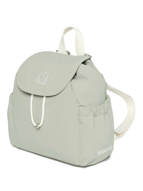 SOPOONG DRAWSTRING FLAP MINI BACKPACK BEIGE