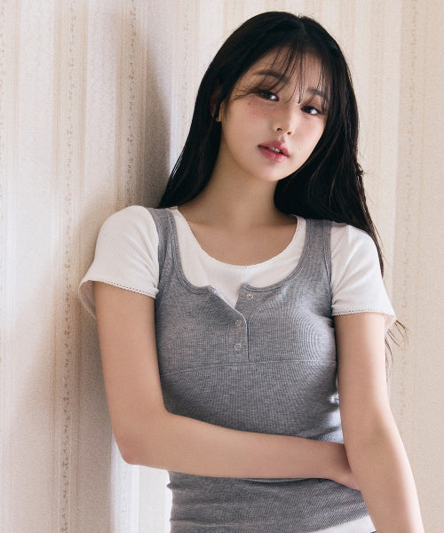 NUBASIC BUTTON SLEEVELESS - 4 COLORS GREY
