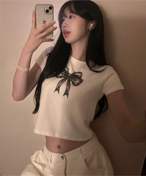 LACE RIBBON T-SHIRT WHITE
