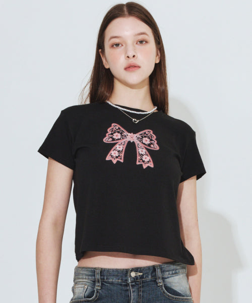 RIBBON T-SHIRT - 2 COLORS BLACK