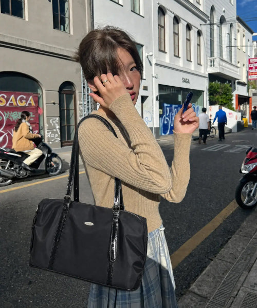 EVENING NYLON SHOULDER BAG BLACK