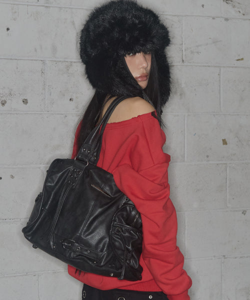 BELTED WASHED BAG F25ZE990 - 5 COLORS BLACK