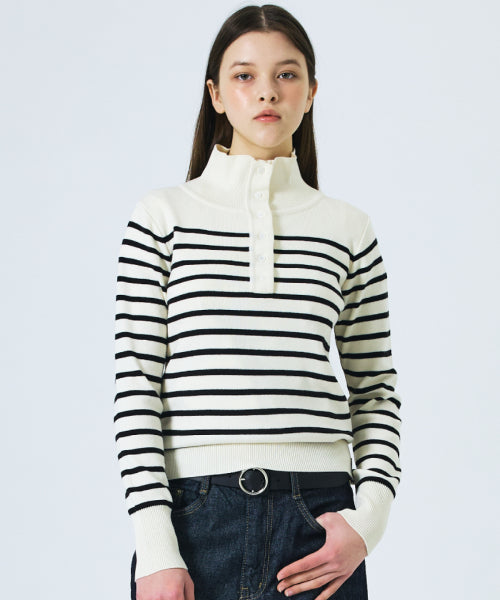 STRIPE KNIT COLLAR - 2 COLORS IVORY