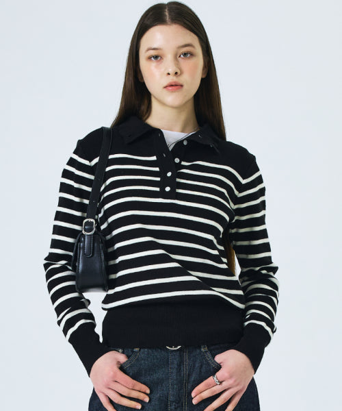 STRIPE KNIT COLLAR - 2 COLORS BLACK