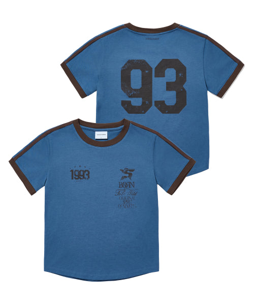93 TRACK CROP RINGER T-SHIRT - 5 COLORS BLUE