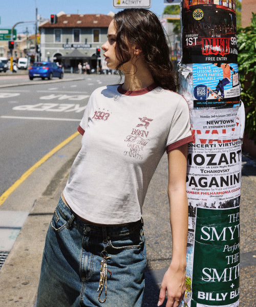 93 TRACK CROP RINGER T-SHIRT - 5 COLORS BEIGE