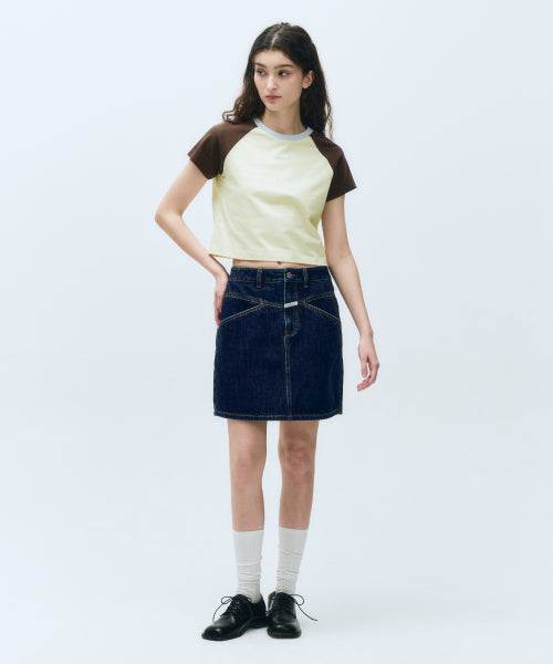 W STRAIGHT DENIM MINI SKIRT BLUE