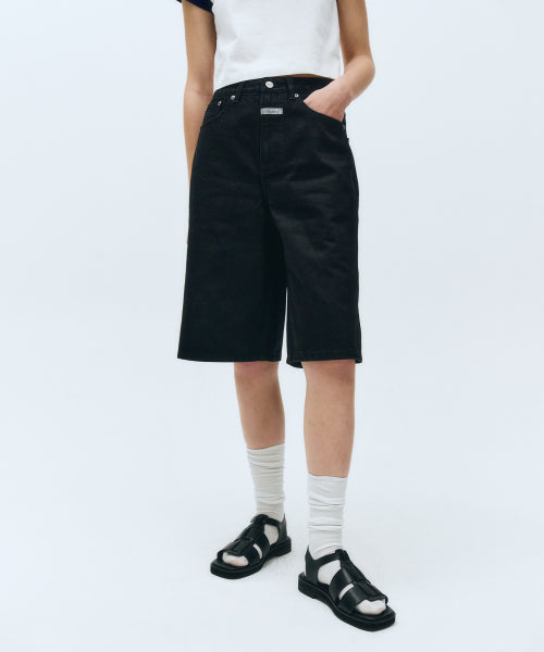 W LONG BERMUDA DENIM PANTS - 3 COLORS BLACK