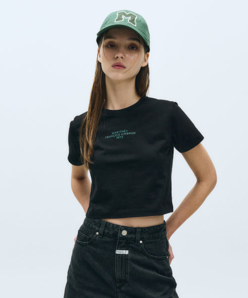 W LETTERING CROP TEE - 4 COLORS BLACK
