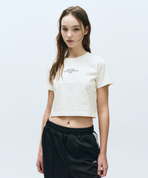 W LETTERING CROP TEE - 4 COLORS IVORY