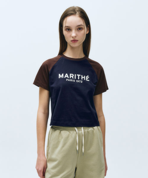 W REGULAR LOGO RAGLAN CROP TEE - 4 COLORS BROWN