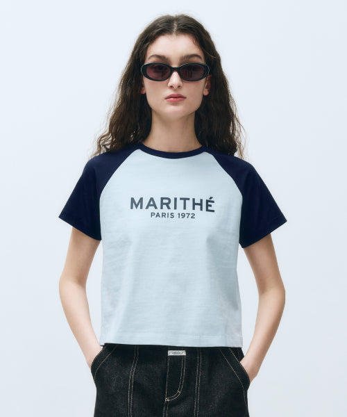 W REGULAR LOGO RAGLAN CROP TEE - 4 COLORS SKY BLUE