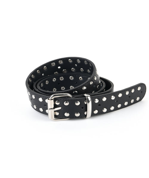 TWO RING RIVET LEATHER BELT #徐睿知同款! BLACK