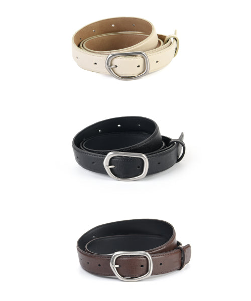 MIDDLE BUCKLE LEATHER BELT #徐睿知同款! - 3 COLORS CREAM