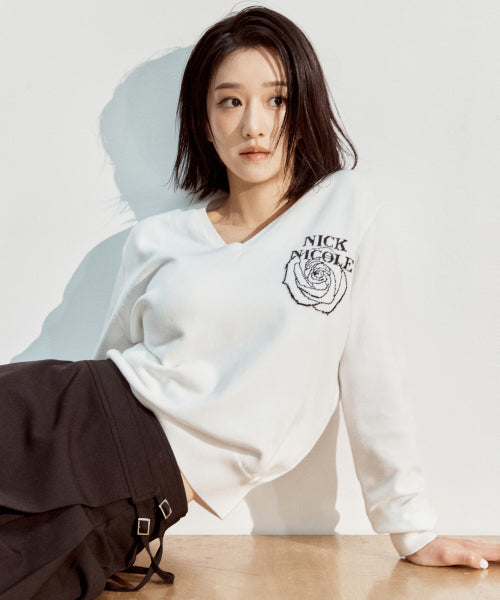 NICOLE MINI ROSE JAQUARD KNIT #徐睿知同款! - 3 COLORS IVORY