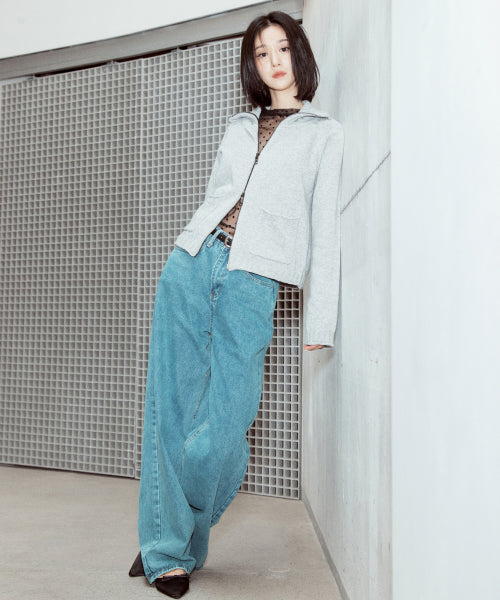 VINTAGE WASHED STRAIGHT DENIM PANTS #徐睿知同款! BLUE