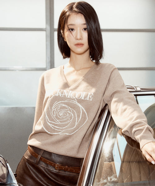 NICOLE ROSE JAQUARD PULLOVER KNIT #徐睿知同款! - 5 COLORS BROWN