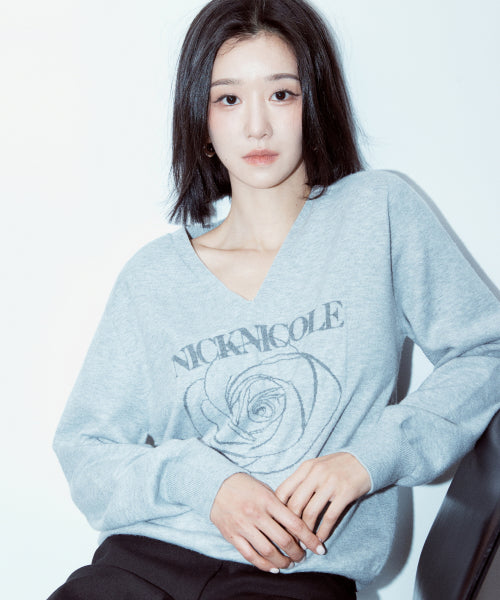 NICOLE ROSE JAQUARD PULLOVER KNIT #徐睿知同款! - 5 COLORS GREY