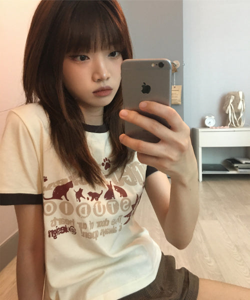 CATS GATHER RINGER TEE - 2 COLORS