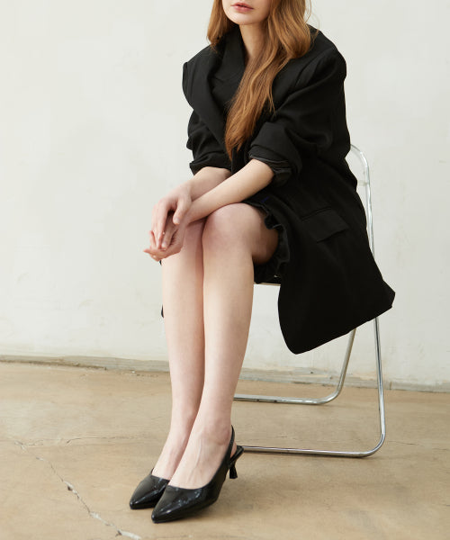 BASIC SLINGBACK KITTEN HEEL BLACK