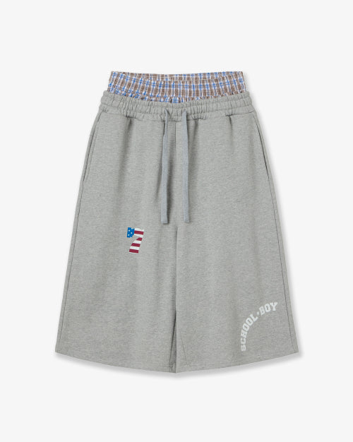 TRUNK LAYERED SWEATSHORTS - 2 COLORS MELANGE GREY
