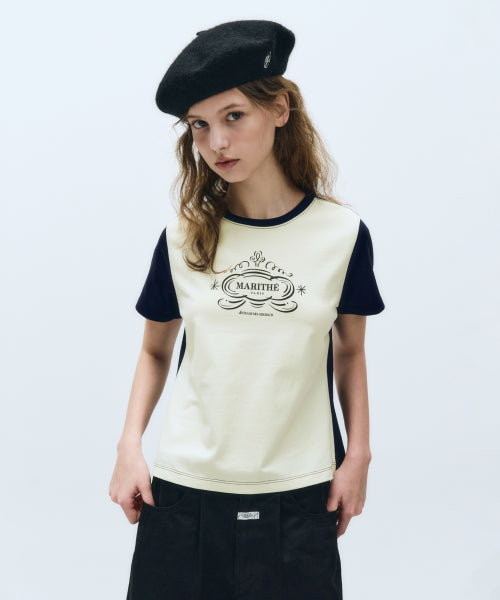 W CONTRAST GRAPHIC TEE - 2 COLORS NAVY