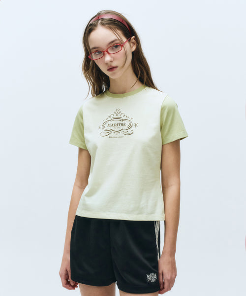 W CONTRAST GRAPHIC TEE - 2 COLORS GREEN