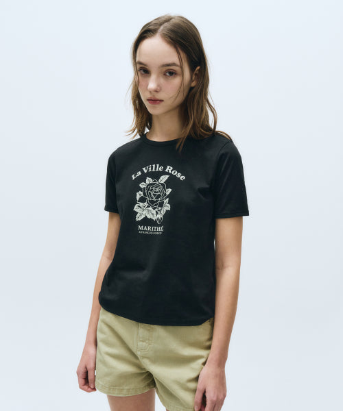 W LA VILLE ROSE TEE - 2 COLORS BLACK