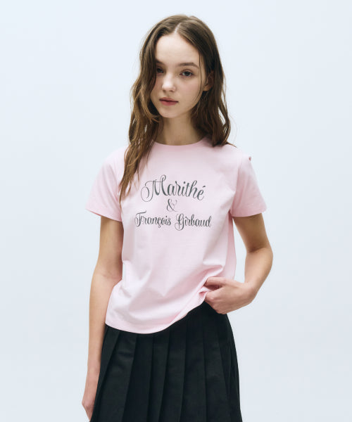 W CURSIVE LOGO TEE BABY - 2 COLORS BABY PINK