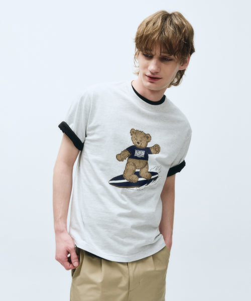 SURFING DOODLE BEAR TEE - 3 COLORS GREY