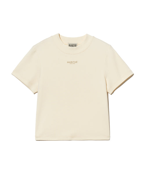 W MOCK NECK CROP TEE - 2 COLORS IVORY