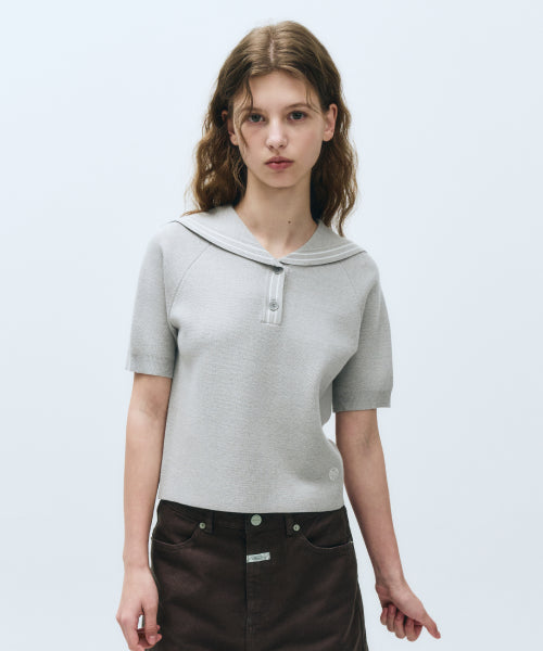 W MARINE SAILOR HALF KNIT - 3 COLORS LIGHT GREY