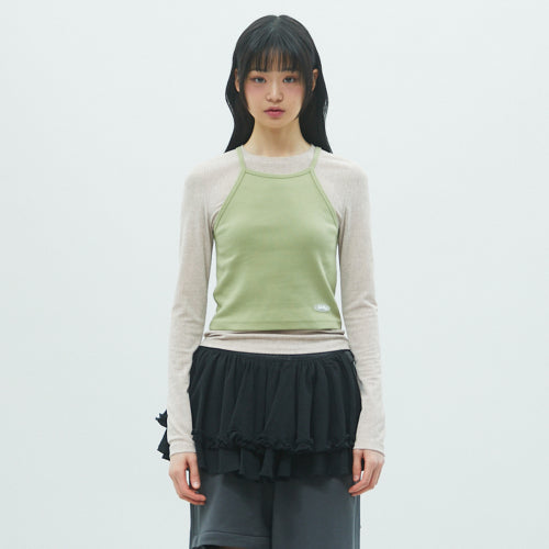 DOUBLE LAYERED LONG SLEEVE TEE GREEN