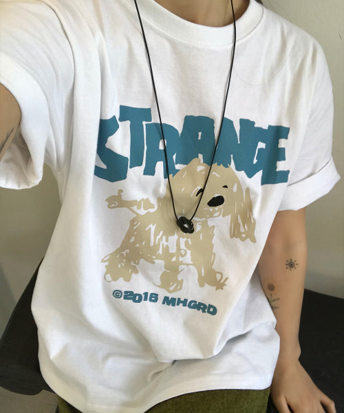 STRANGE PUPPY TEE - 5 COLORS WHITE