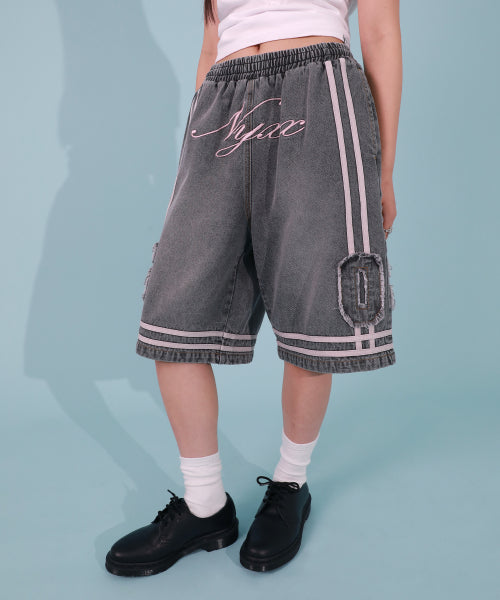 BASKETBALL DENIM HALF PANTS LIGHT BLUE - 2 COLORS