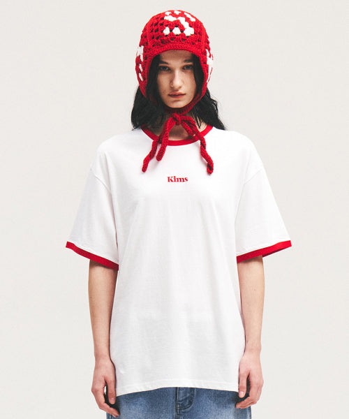 KIMS LOGO RINGER TEE WHITE RED