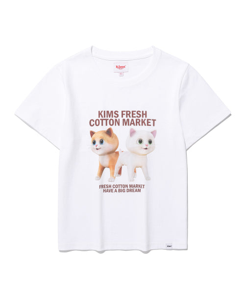 HEAD FLOWER GARDEN CAT TEE WHITE