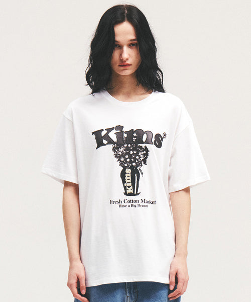 POPCORN FLOWER TEE - 2 COLORS WHITE