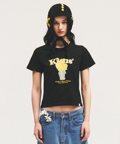 POPCORN FLOWER TEE - 2 COLORS BLACK