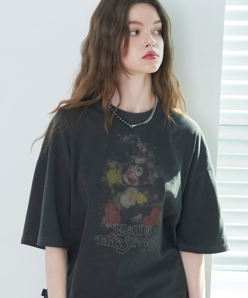HELLO SPOTTY PIGMENT SHORT SLEEVE TEE - 3 COLORS BLACK