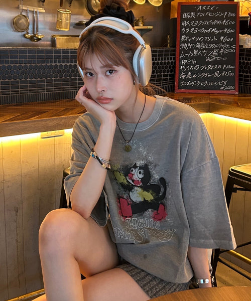HELLO SPOTTY PIGMENT SHORT SLEEVE TEE - 3 COLORS GREY