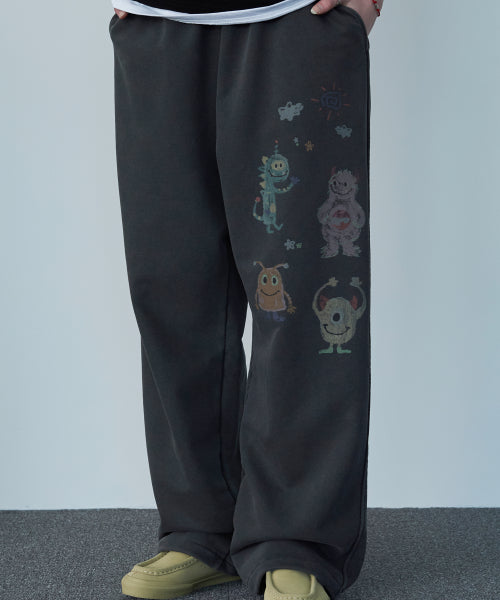 BIG HAPPY DAY PIGMENT SWEATPANTS BLACK